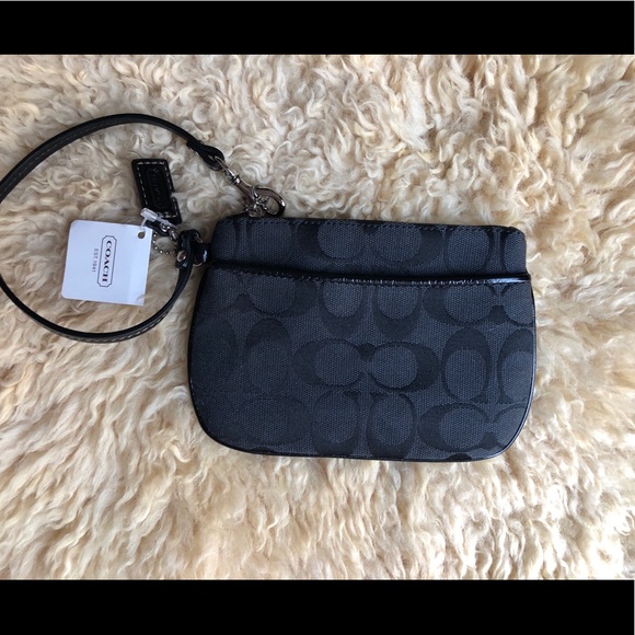 Coach Handbags - Coach | Small Signature Wristlet- Black NWT